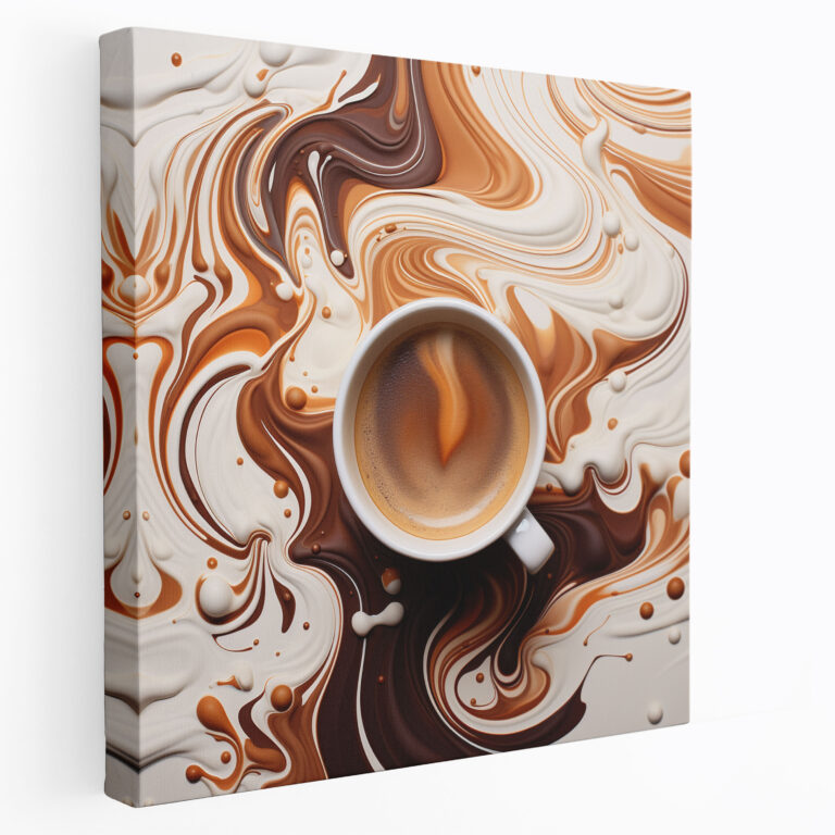 Leinwandbild Kaffee-Wirbel - Kaffee Wirbelmuster Kaffee Wandkunst Abstraktes Kunstwerk