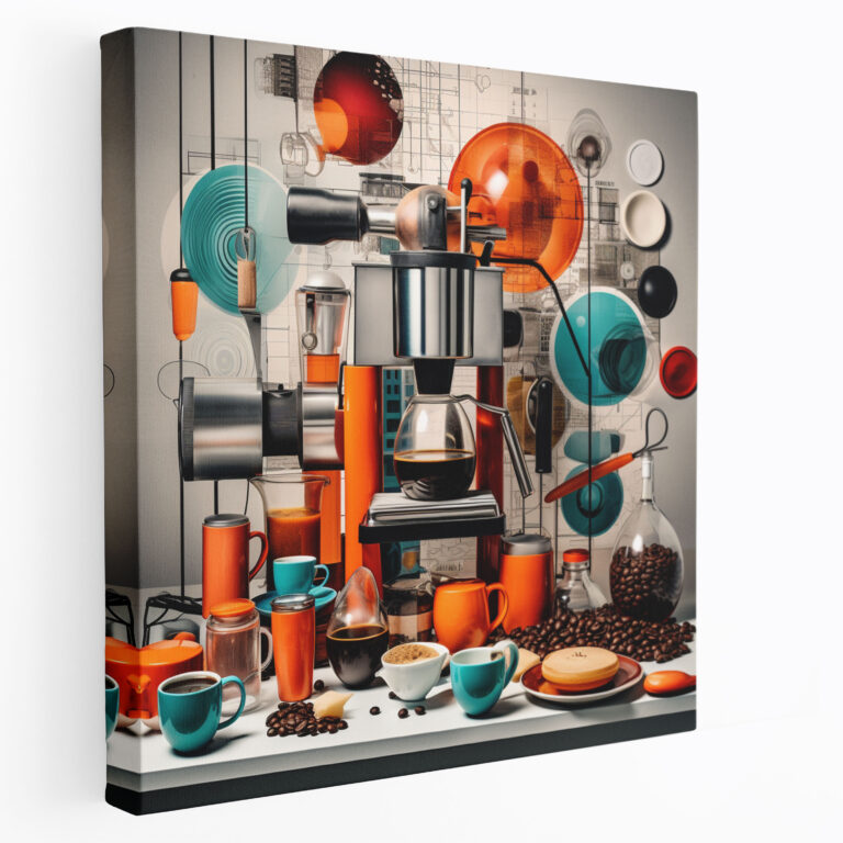 Moderne Kaffeecollage Leinwandbild - Kaffee eklektische Kaffeecollage Kaffee-Wanddekoration Wohnkultur