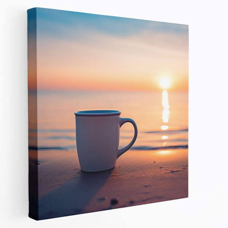 Strand Kaffee Leinwandbild - Kaffee Leinwand Strandidylle
