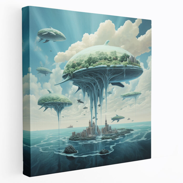 Stilvolles Leinwandbild: Surreale blaue Landschaft - Stilvoll Leinwand Wandkunst Stilvoll Surreal