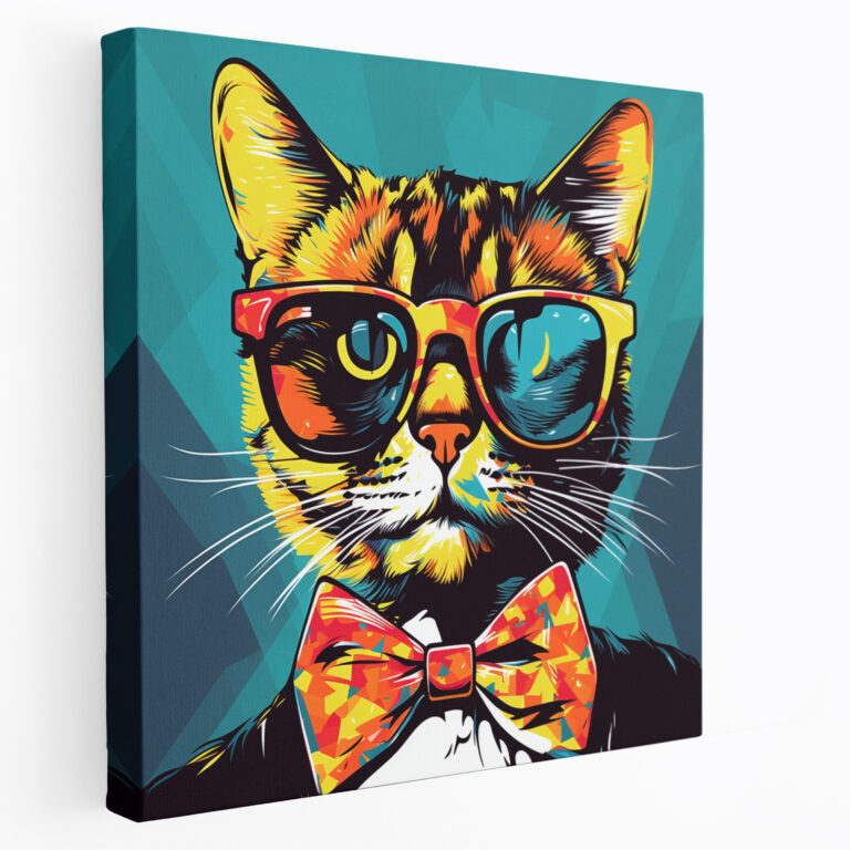 Trendiges Wandkunstwerk: Verspielte Sonnenbrillen-Katze - Stilvolles Wohnaccessoire Leinwandbild