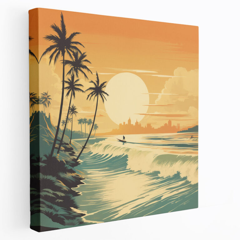 Coole Leinwandbilder: Retro Surf Szene - Wandkunst Leinwandbild Wanddekoration