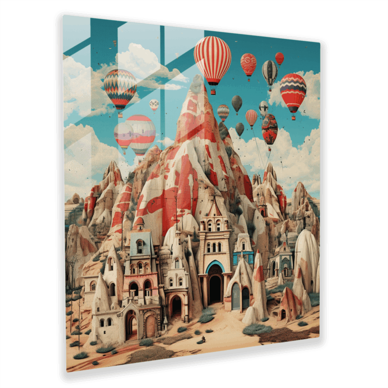 Glasbild Collage - Cappadocia Landschaften Mixed Media Wanddekoration