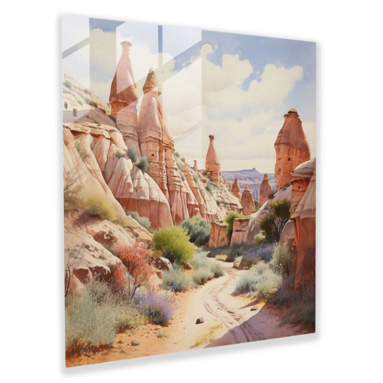 Faszinierende impressionistische Glasbilder - Feenkamine von Kappadokien in Pastelltönen - Moderne Wanddekoration und Wohnaccessoires - Glaswandkunst