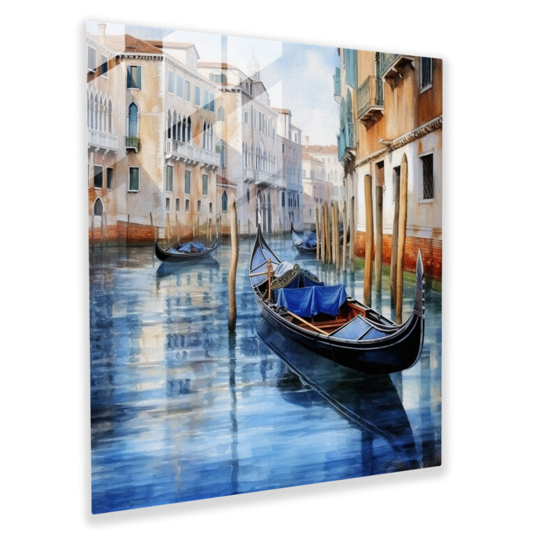 Venezianische Kanalreflexionen - Handgefertigte Glaswandkunst Dekor