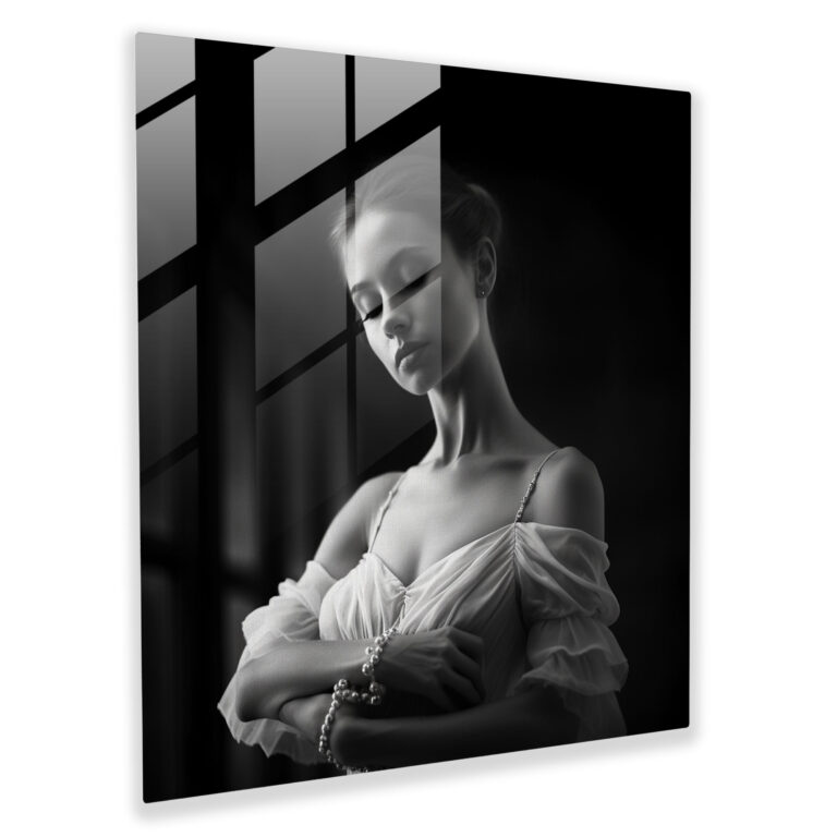 Glasbild Ballerina Zeitlos - Monochromes Glaswandkunstwerk