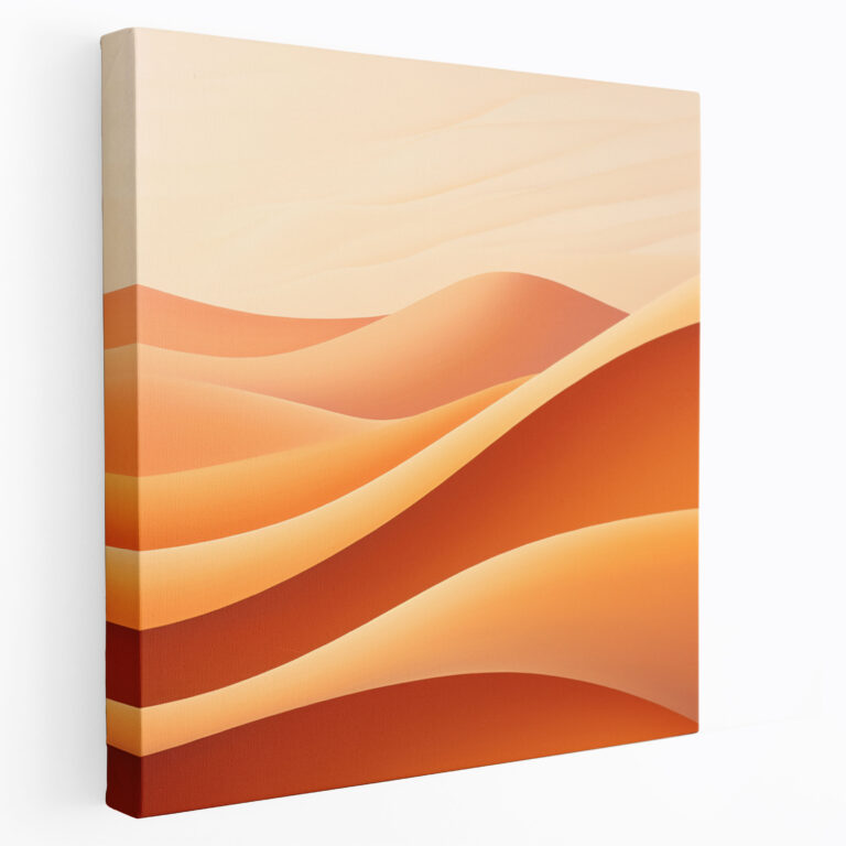 Leinwandbild Wüste - Minimalistische Sanddünen bei Sonnenuntergang - Wüste Wandkunst Leinwand