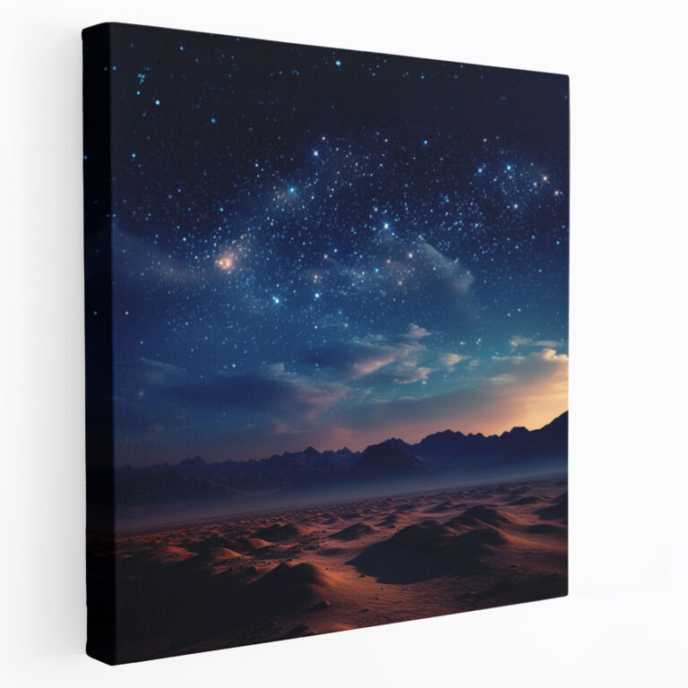 Wüsten-Wandkunst - Leinwanddruck mit Sternennacht - Wüste Leinwand-Wandkunst Leinwanddruck Sterne.
