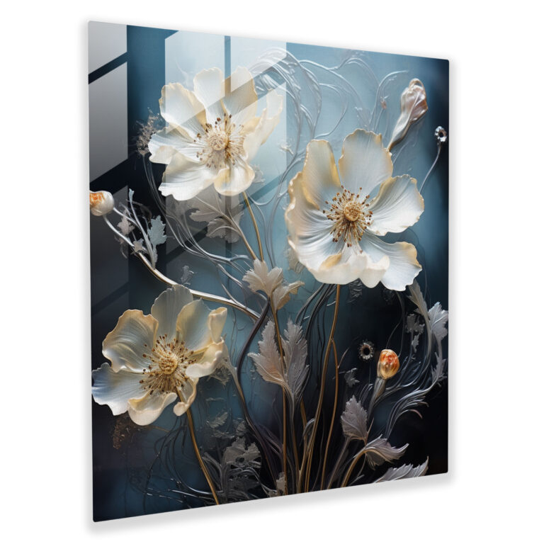 Florale Magie Trockenblumen Glasbild - Trockenblumen Glasbild Glas Kunst Wanddekoration