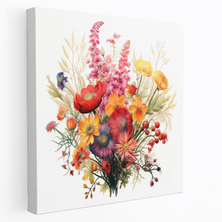 Trockenblumen Wandkunst - Trockenblumen Wandkunst botanische Aquarell-Illustration zarte Anordnung