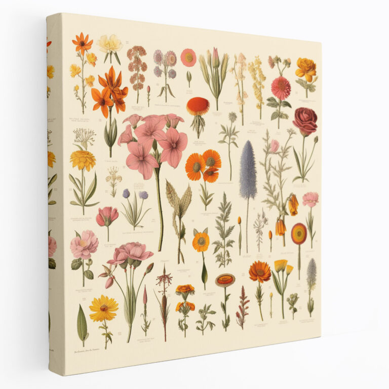 Leinwandbild Trockenblumen Vintage - Trockenblumen Vintage Botanische Illustration Wandkunst