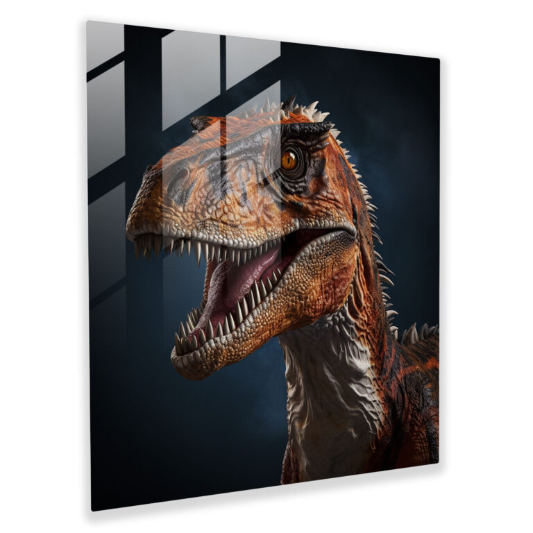 Realistisches Dinosaurier 3D Glasbild Kunstwerk