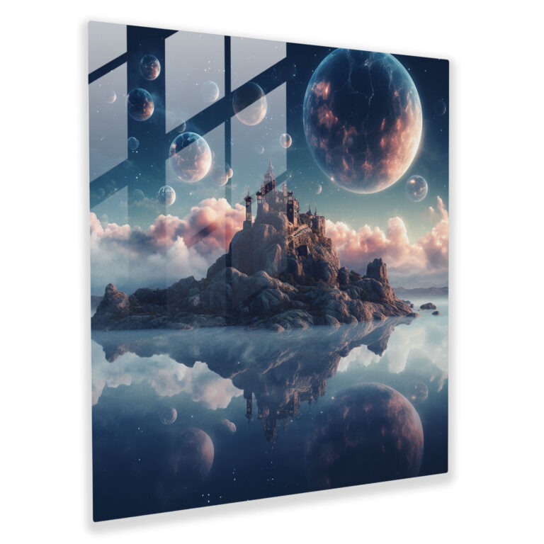 Dope Himmelsinseln Glasbild - Moderne Kunst Foto-Manipulation
