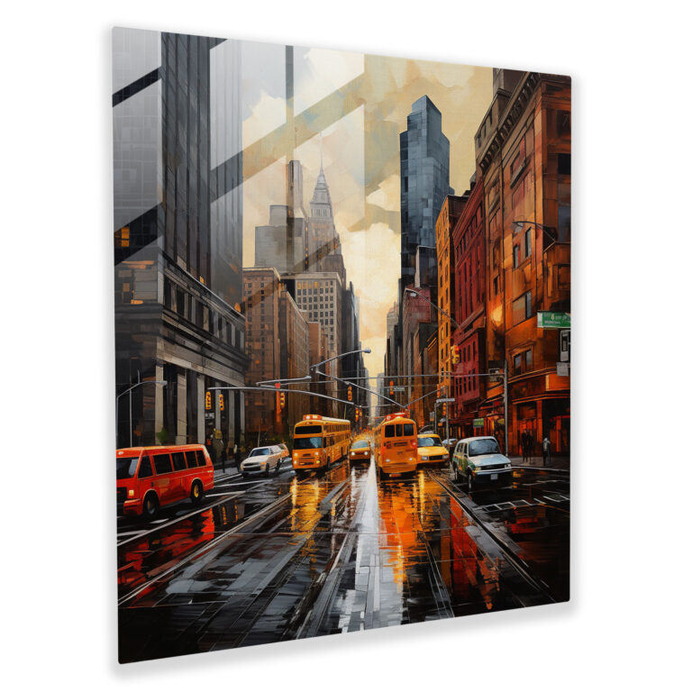 Dope Metropolis Glasbild - Zeitgenössisches Stadtbild Glasbild
