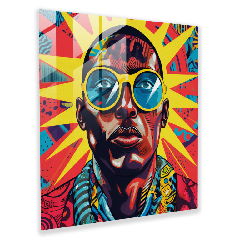 Glasbild Superheld - Cool Dekoration für Zuhause Lebendige Farben Pop-Art