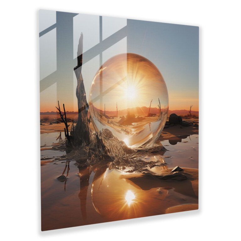 Schmelzende Sonne Glasbild - Wüste zeitgenössisch Glaskunst