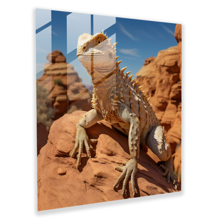 Wüstentarnung Glasbild - Wüste realistisch Felsformation in der Wüste Glas Kunst
