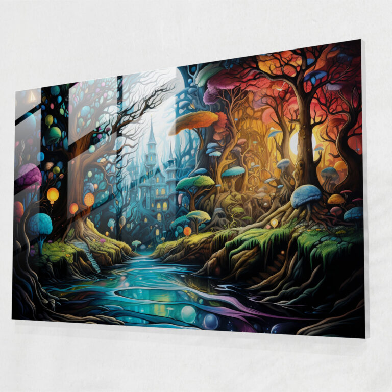 Glasbild der Welt - Erde mythische Kreaturen Glaskunst Glas Wandkunst
