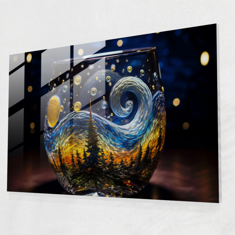 Galaxie Glasbild Sternennacht - Erde Moderne Kunst Funkelnde Sterne