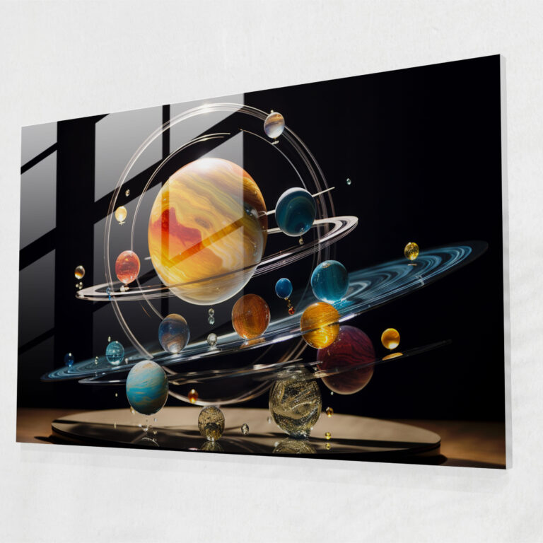 Solar System Galaxie Glasbild - Erde Sonnensystem Galaxie Kosmos