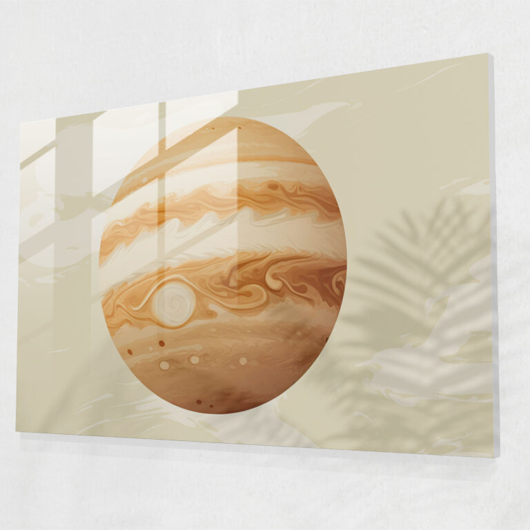 Glasbild Jupiter Minimalistisch - Erde Dekoration für Zuhause Glaswandkunst Wanddekoration