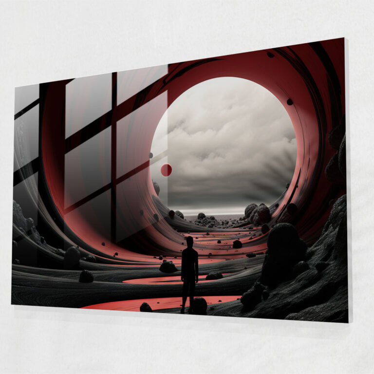 Surreales Schwarzes-Loch-Glaswandkunstwerk - Erde Wohndeko Glasbild