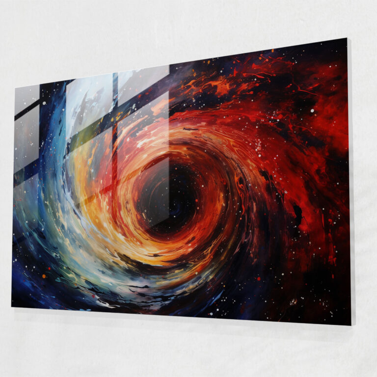 Glasbild Schwarzes Loch - Erde Glas Wandkunst Glasbild Glaskunst