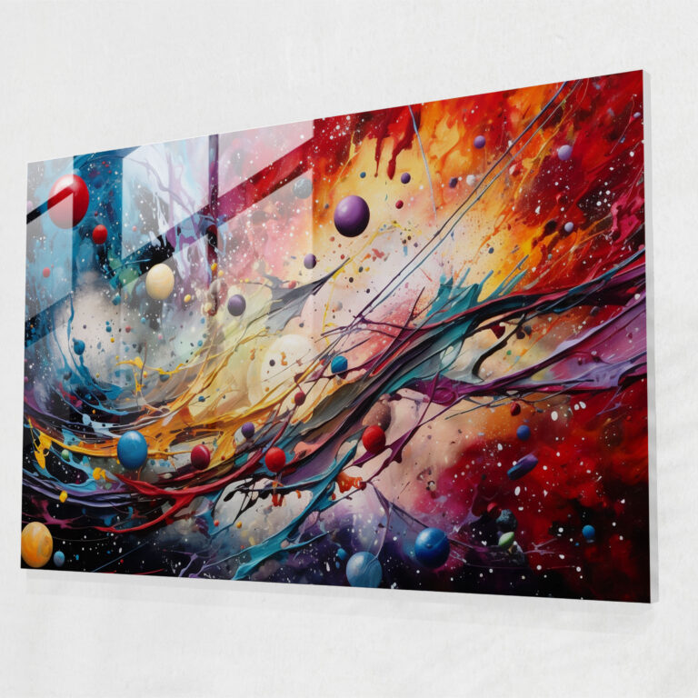 Glasbild Kollidierende Planeten - Erde Kollidierende Planeten Mixed Media Kunstwerk