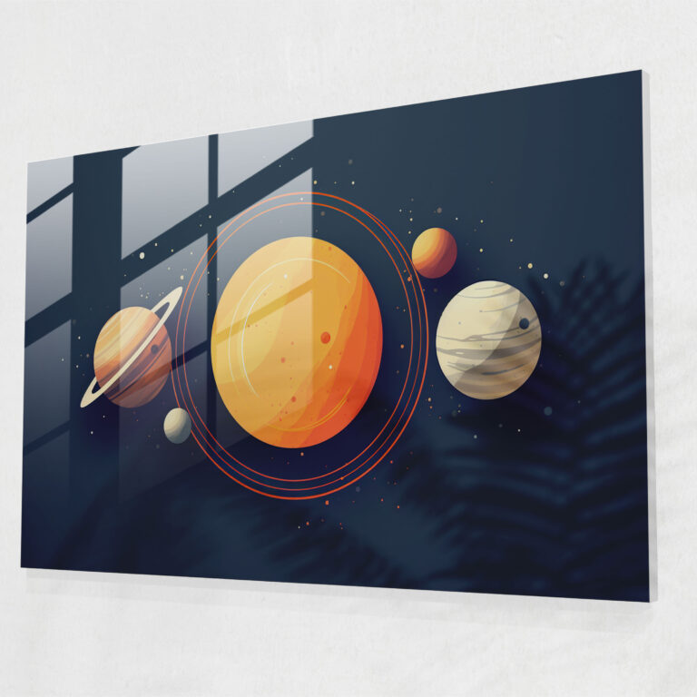 Glasbild minimalistische Planeten - Erde modern Illustrationen Glas Kunst