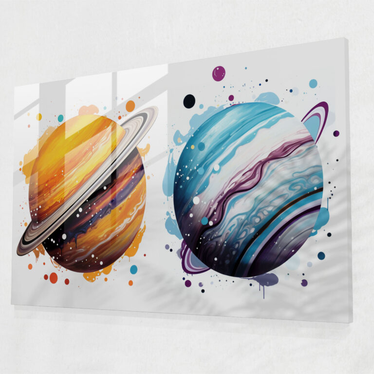 Graffiti Planeten Glasbild - Erde Graffiti Dekoration für Zuhause Glas Wandkunst