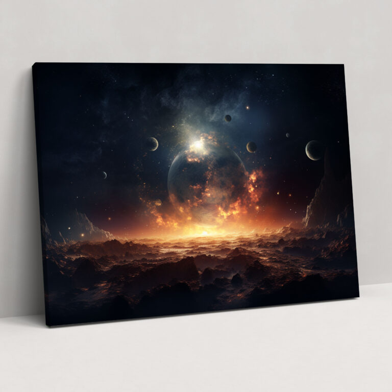 Leinwandbild Glühender Mond - Erde Glühender Mond Himmelskörper