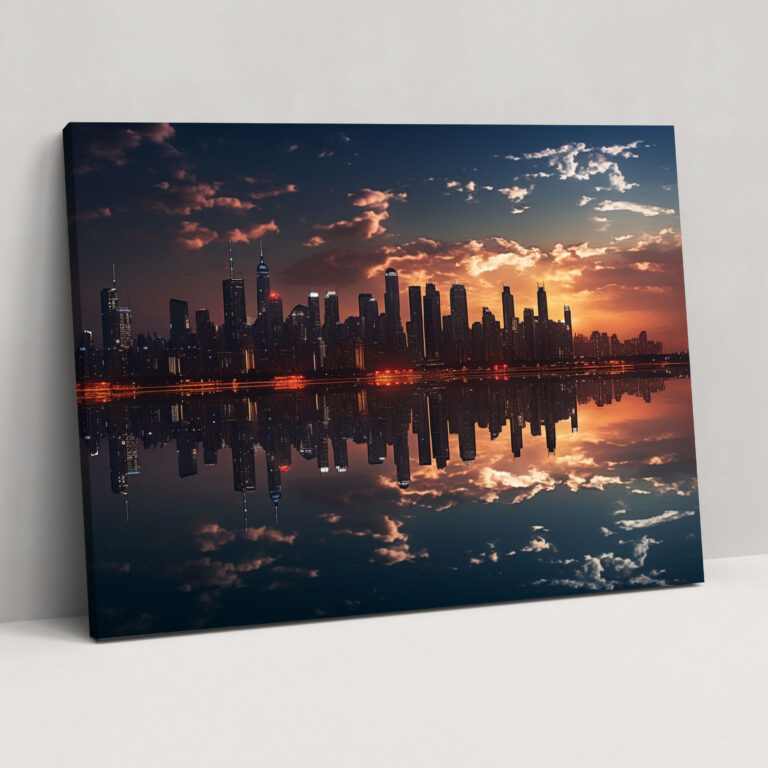 Leinwandbild City Moonrise - Erde Stadt Skyline Leinwand Wandkunst Wohnkultur