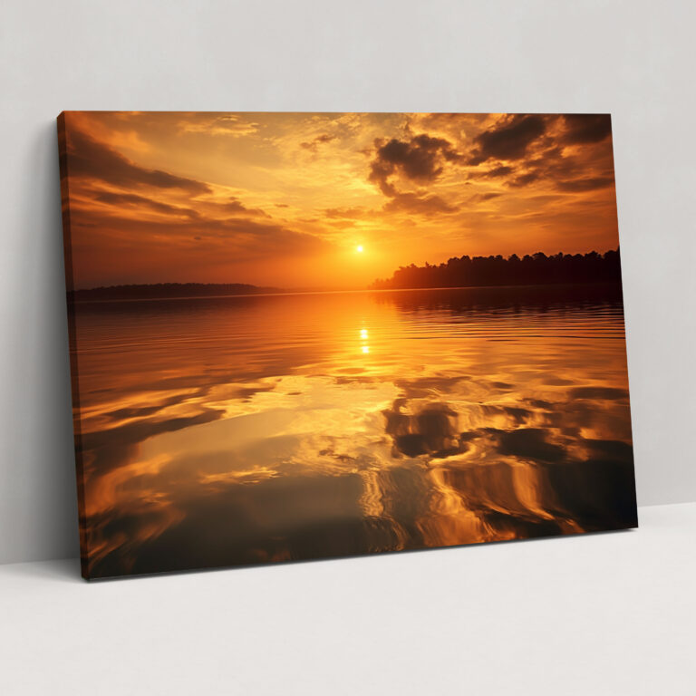 Leinwandbild Goldener Sonnenuntergang - Erde Leinwand Wandkunst Friedliche Szene Fotografie