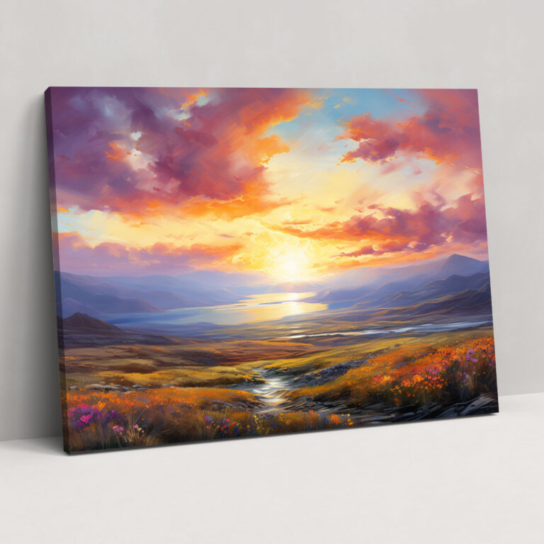 Impressionistisches Sonnenaufgang Leinwandbild - Erde Leinwandbild impressionistische Kunst im Stil Leinwand Wandkunst
