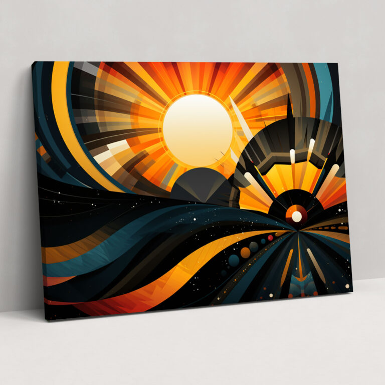 Leinwandbild mit geometrischer Sonne - Erde geometrische Formen Sonne sonneninspirierte Muster