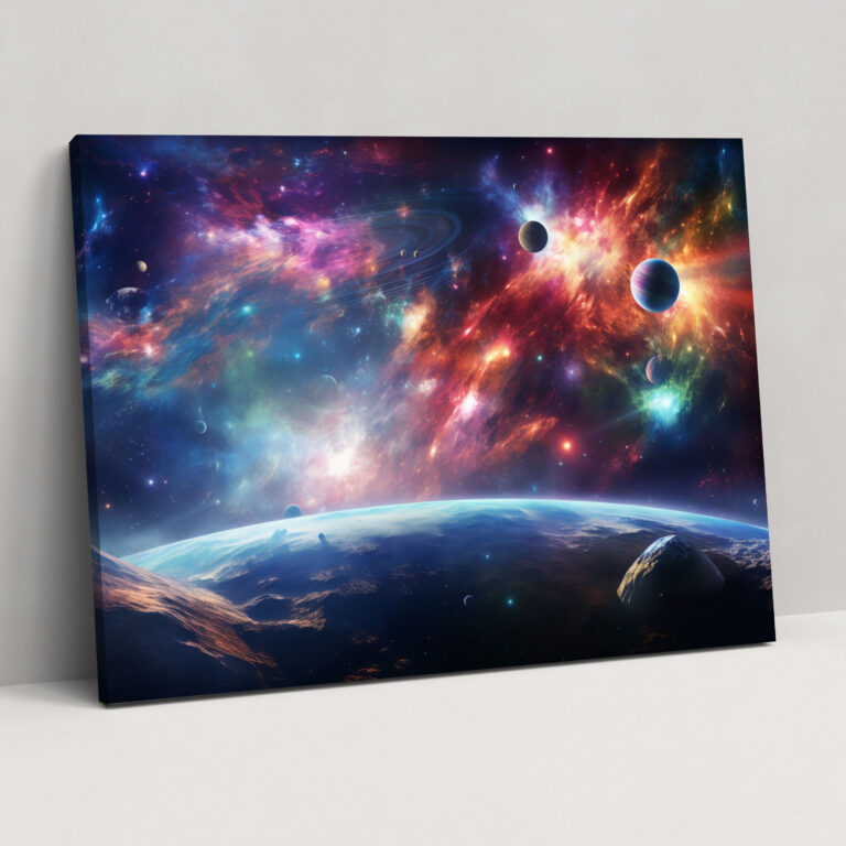 Buntes Galaxie-Wandbild - Erde Buntes Galaxie Wandkunst Himmelszene