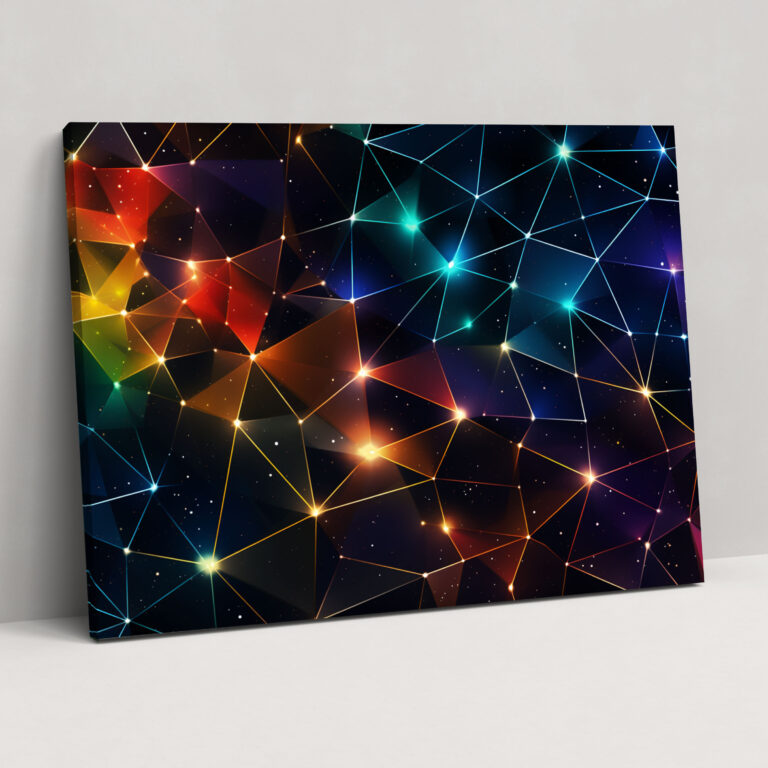 Leinwandbild Geometrische Galaxie - Erde Leinwandbild Galaxie Leinwand-Wandkunst