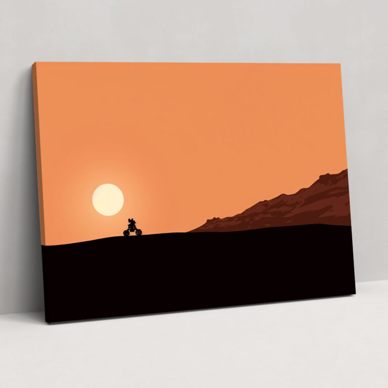 Mars Rover Line Art Leinwandbild - Erde Leinwandbild Mars Terrain Wandkunst