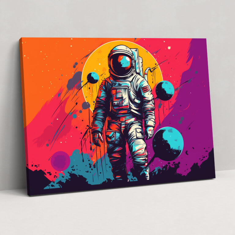 Buntes Mars-Astronaut Leinwandbild - Erde Wohnkultur lebendiges Bild Mars-Astronaut