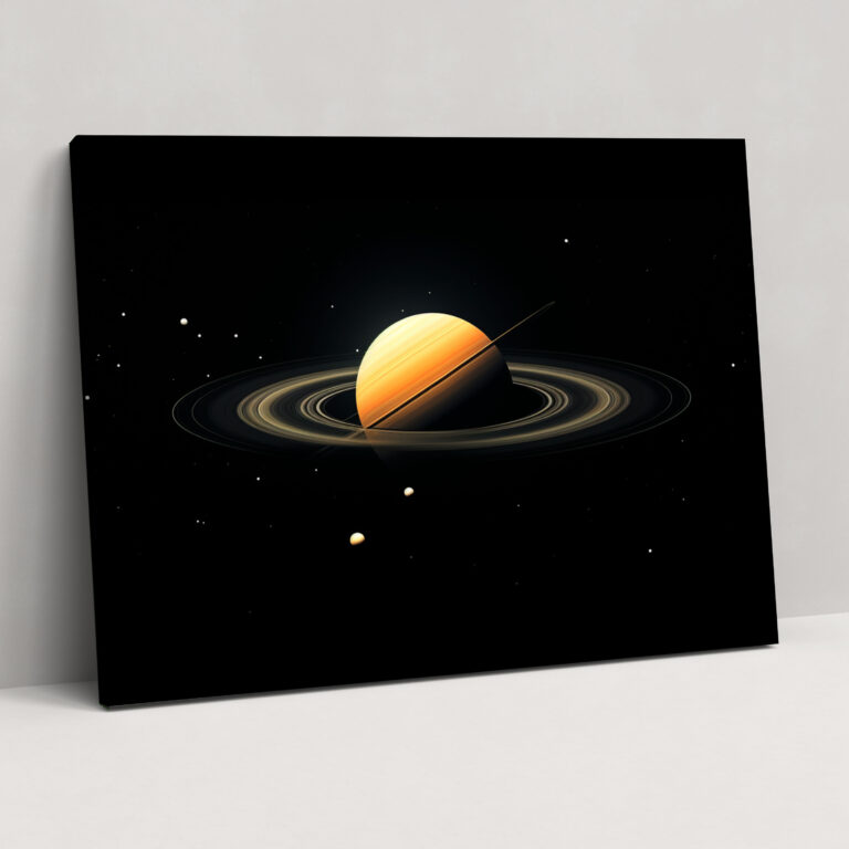 Minimalistisches Saturn Wandkunst Leinwandbild - Erde Wohnkultur Moderner Eleganz