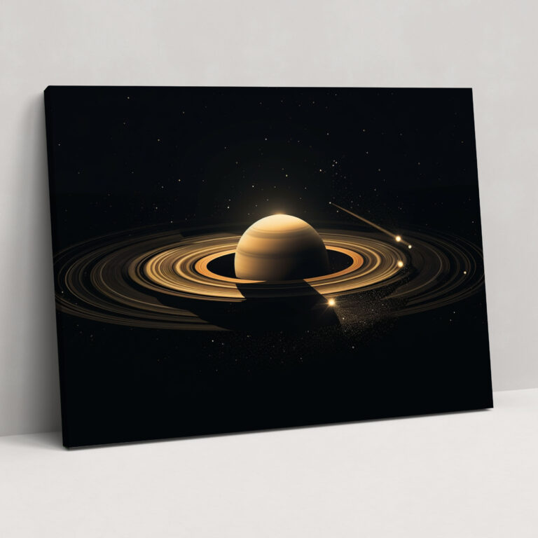 Geometrisches Saturn Wandkunst - Erde moderne Interpretation Leinwandbild