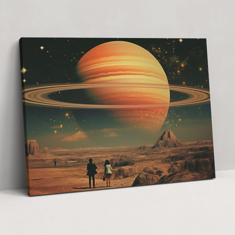 Leinwandbild Vintage Saturn - Für Erd- und Weltraumliebhaber Wohnraumdekoration Studiendeko