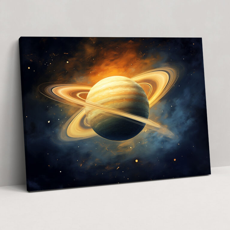 Saturn Impressionist Leinwandbild - Erde Leinwandbild Leinwand Wandkunst Bürodekoration