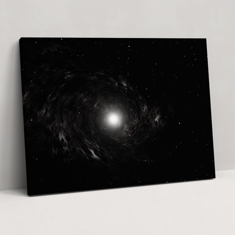 Schwarzes Loch Wandkunst - Erde minimalistische Linienzeichnung Wanddekoration unaufhaltsame Gravitationskraft.