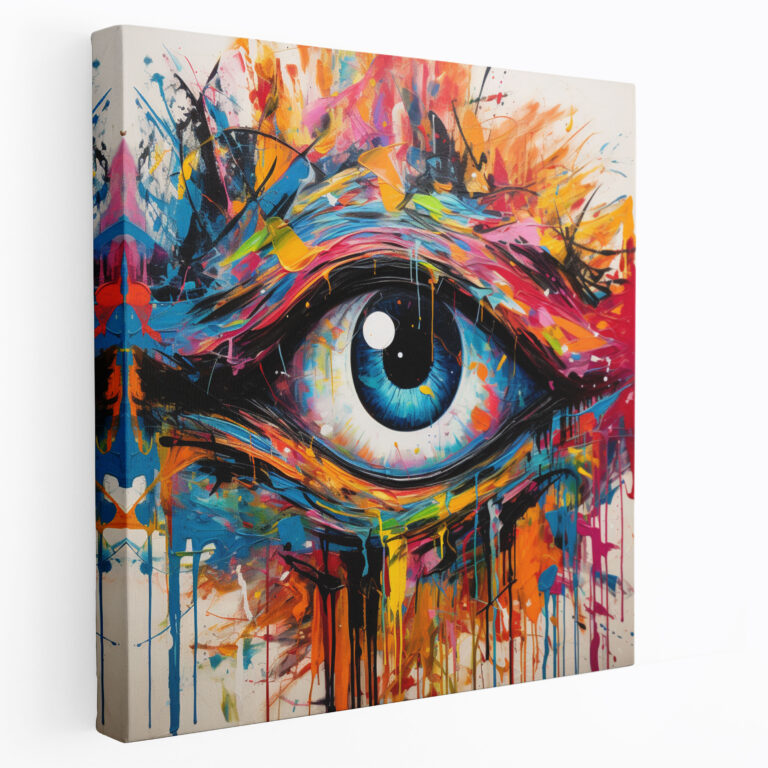 Böser Blick Perlen Abstraktes Leinwandbild - Acrylkunst kräftige Farben Wandkunst