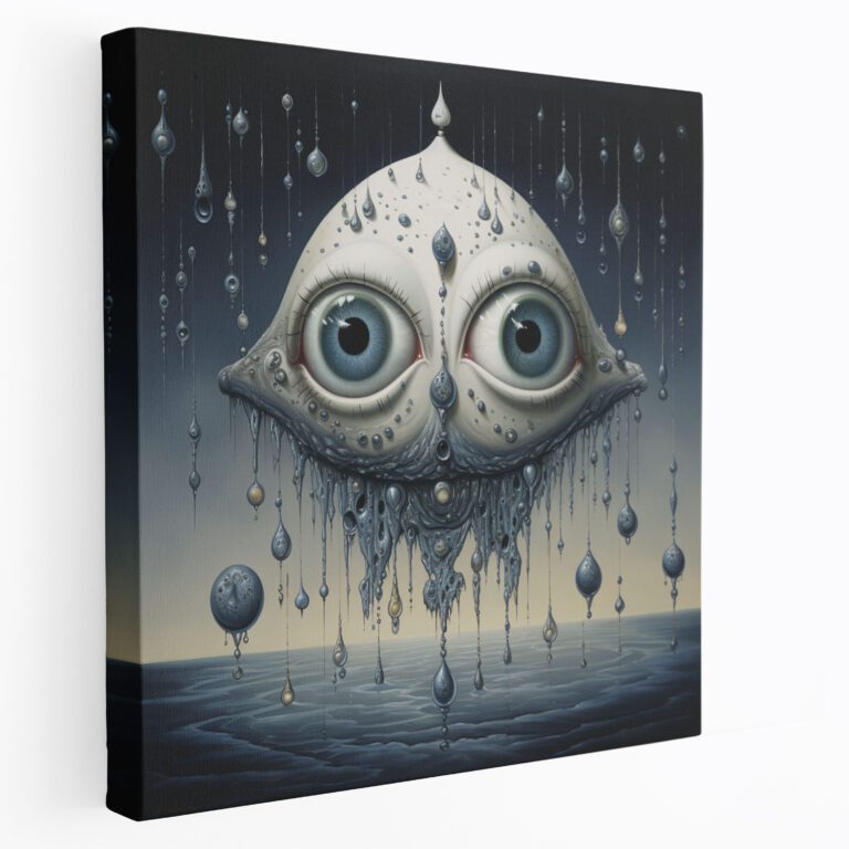 Surrealistisches Böses Auge Perlen Leinwandbild - Hausdekoration surrealistisches Gemälde