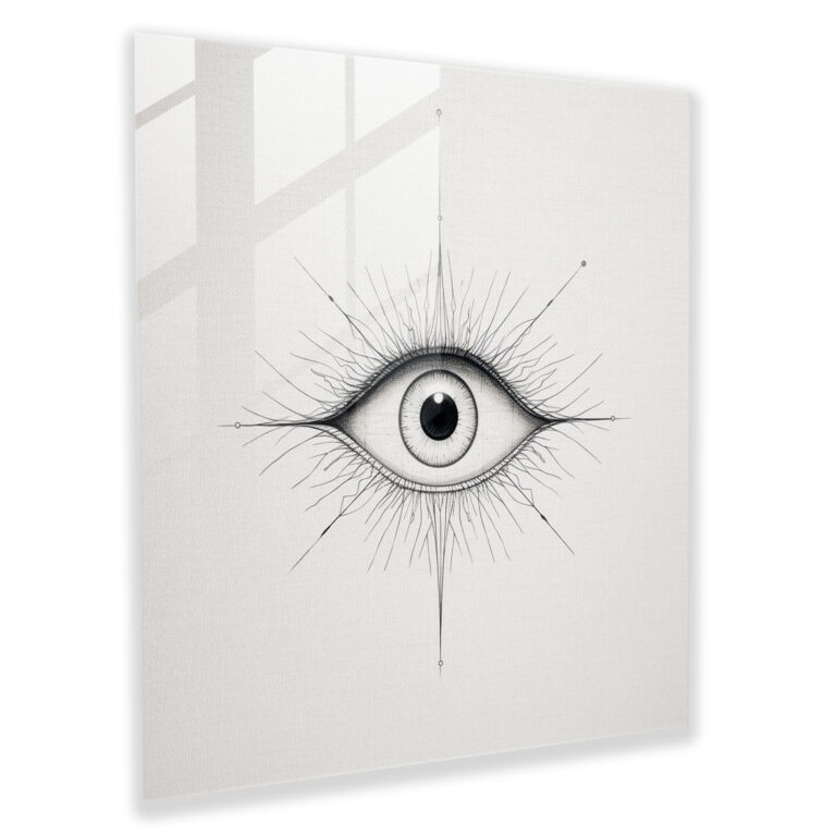 Minimalistisches Glasbild mit bösem Blick - Wanddekoration Glasbild Glaswandkunst