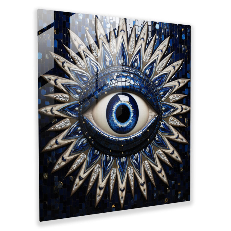 Evil Eye Perlenmosaik Glas Wandbild - Böses Auge Perle Mosaik Wandbild Glas Kunst Wohnkultur