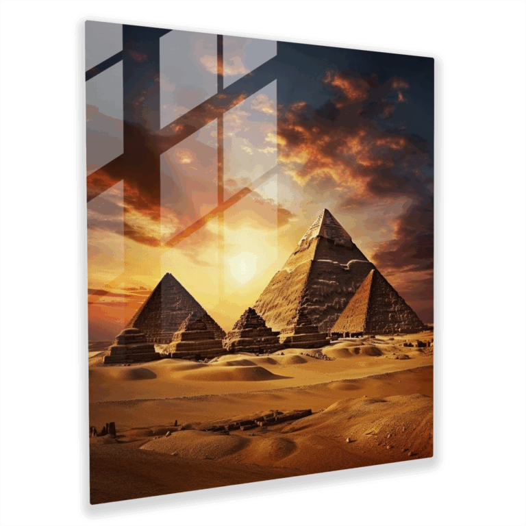 Majestätische Pyramiden Glasbild im Sonnenlicht