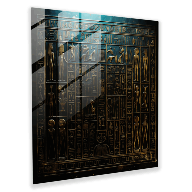 Mystische Geschichten der Hieroglyphen Glasbild